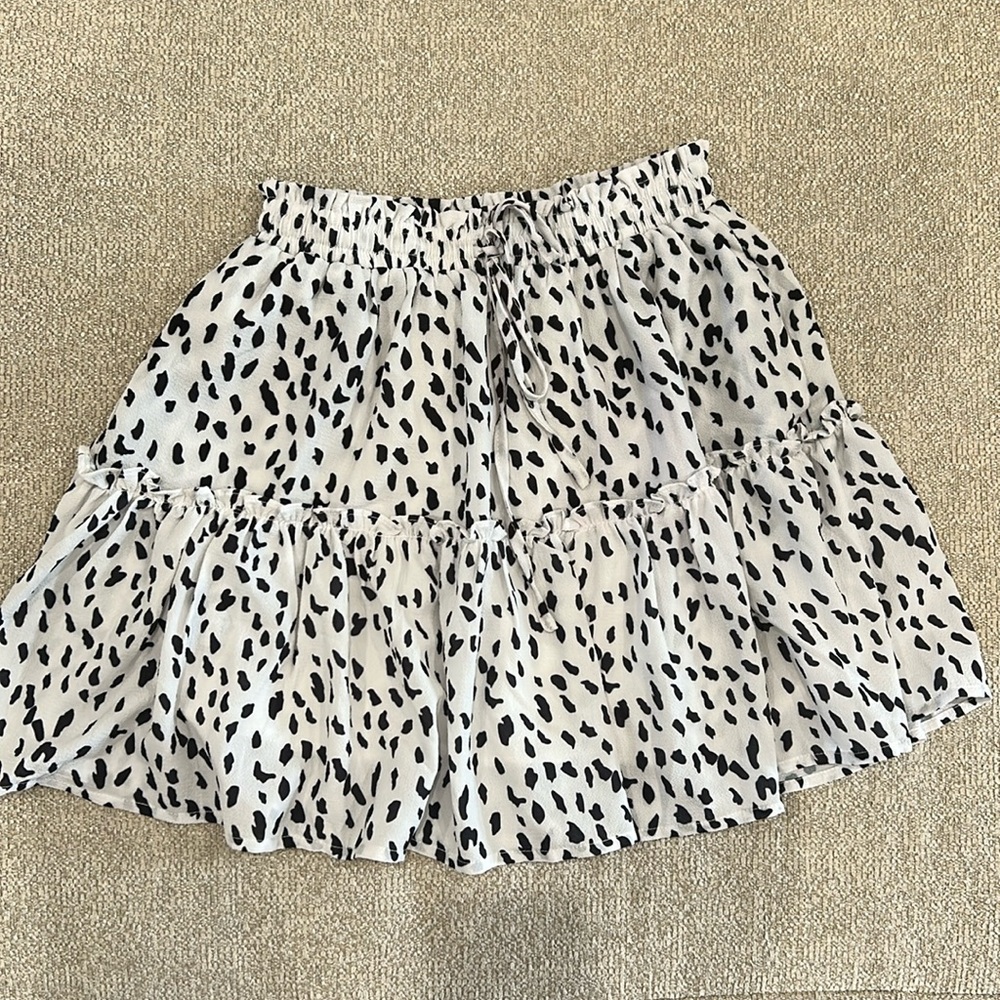 Princess Polly Black and White Tiered Skater Mini Skirt